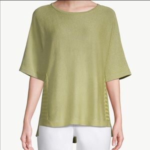NWT Chico’s Shimmer Side-Ribbed Pullover Sweater - grasshopper green